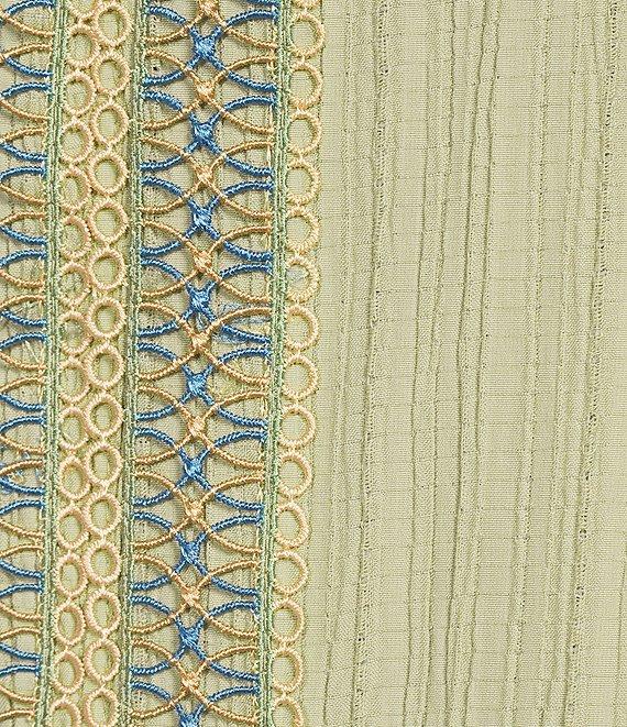 Blu Pepper Cap Sleeve Multicolor Line Lace Trim Crinkle Blouse Product Image