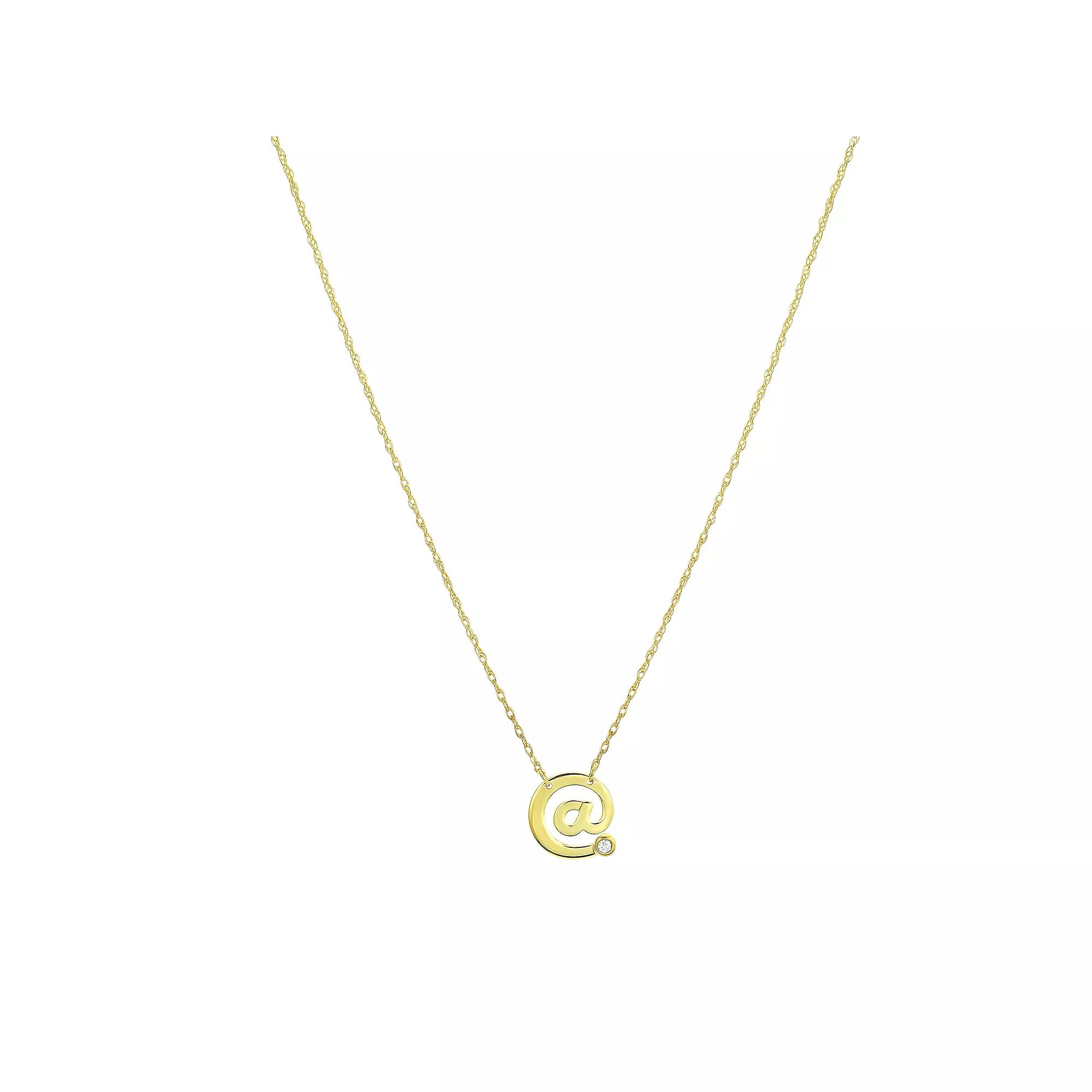 Taylor Grace 10k Gold Diamond Accent @-Sign Necklace, Women's, Size: 16-18" ADJ Product Image