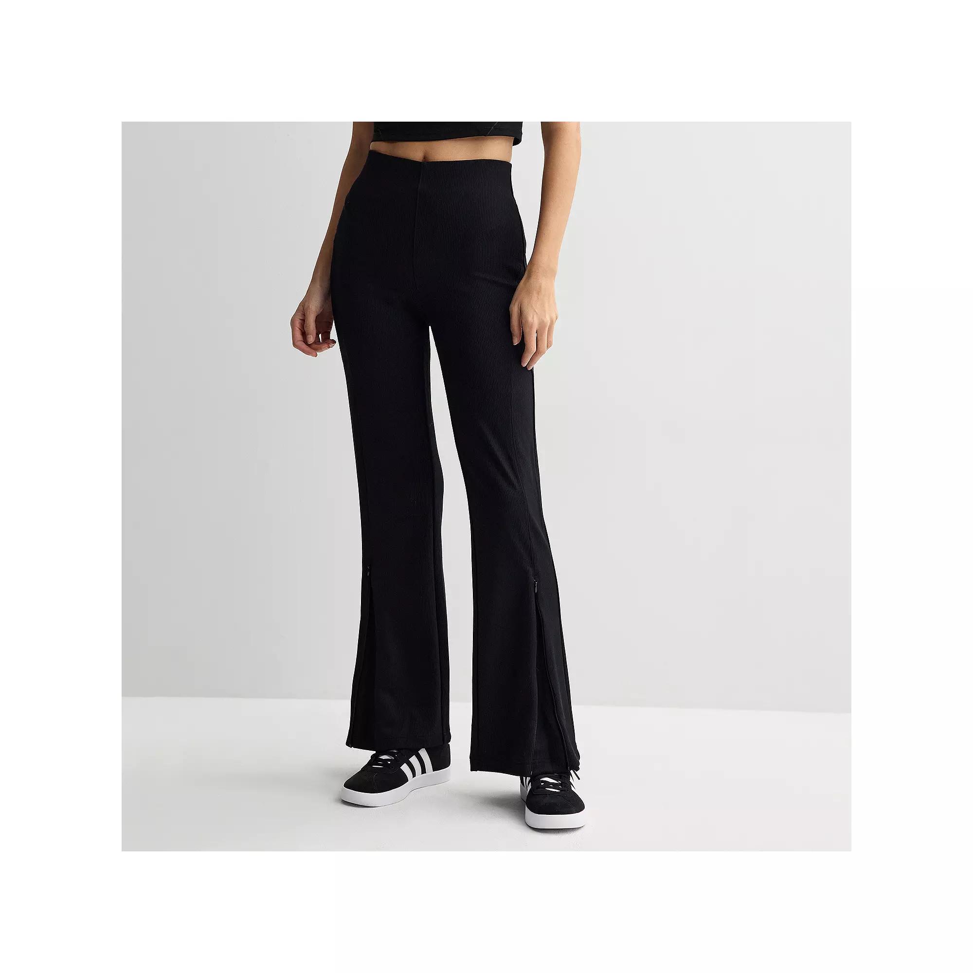 Women's FLX High-Rise Solace Ribbed Flare Pants, Size: Medium Long, Mineral Black Product Image