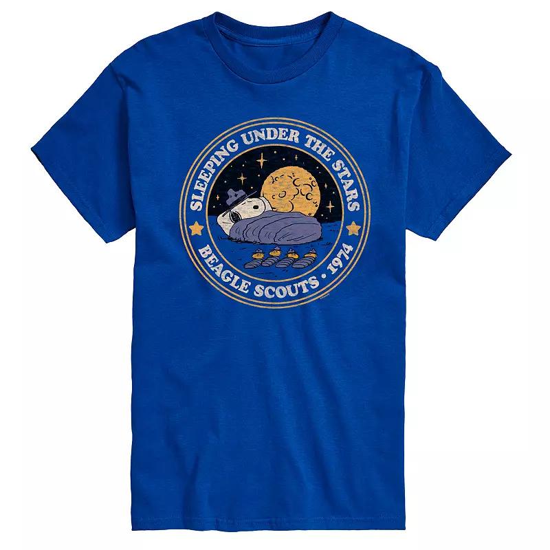 Men's Peanuts Sleeping Under Stars Graphic Tee, Size: Medium, Blue Product Image