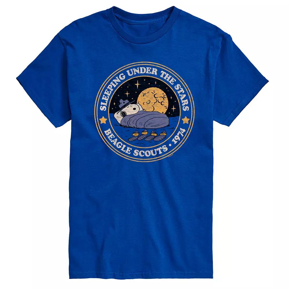 Men's Peanuts Sleeping Under Stars Graphic Tee, Size: Medium, Blue Product Image