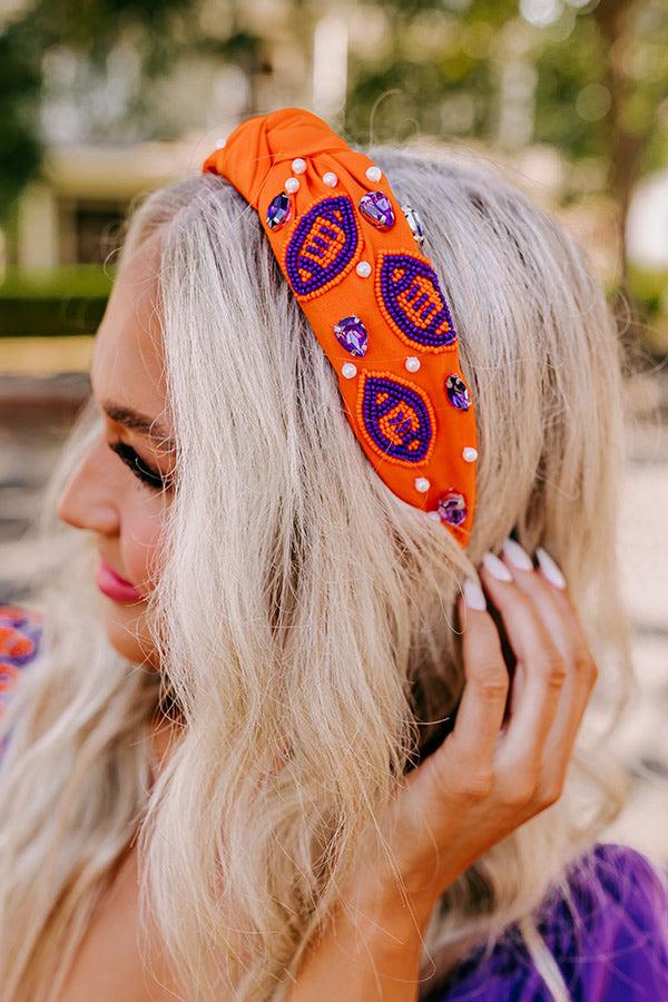 Team Spirit Embellished Headband In Orange Product Image