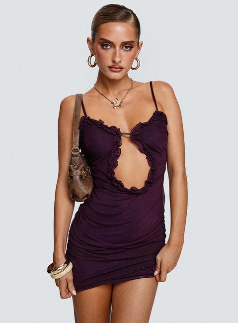 Sire Cut Out Mini Dress Purple Product Image