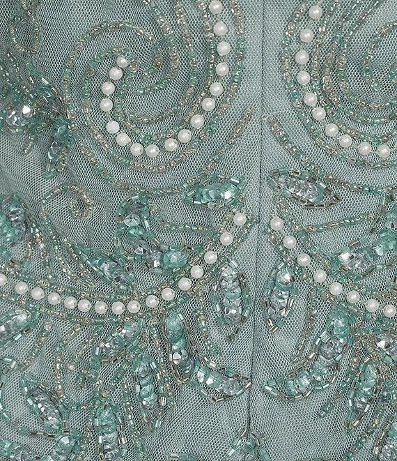 Pisarro Nights Beaded Illusion Boat Neck 3/4 Sleeve A-Line Dress Product Image