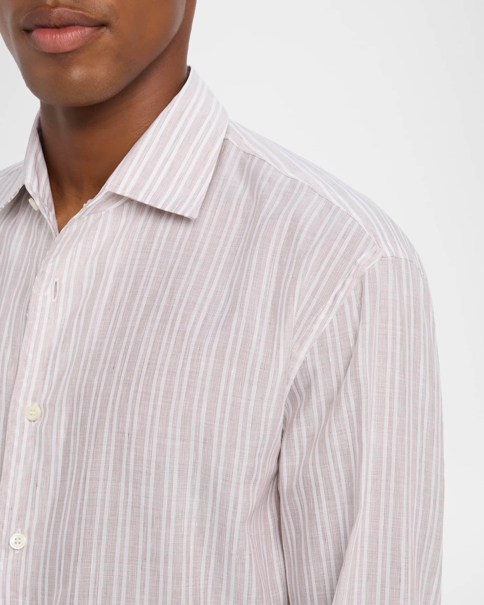 Men's Raffaele Cotton and Linen Stripe Sport Shirt Product Image