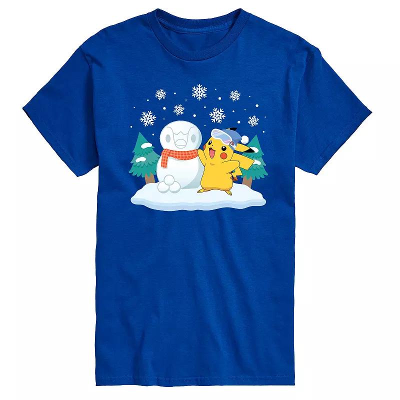 Men's Pokemon Pikachu & Piplup Snowman Graphic Tee,  Product Image