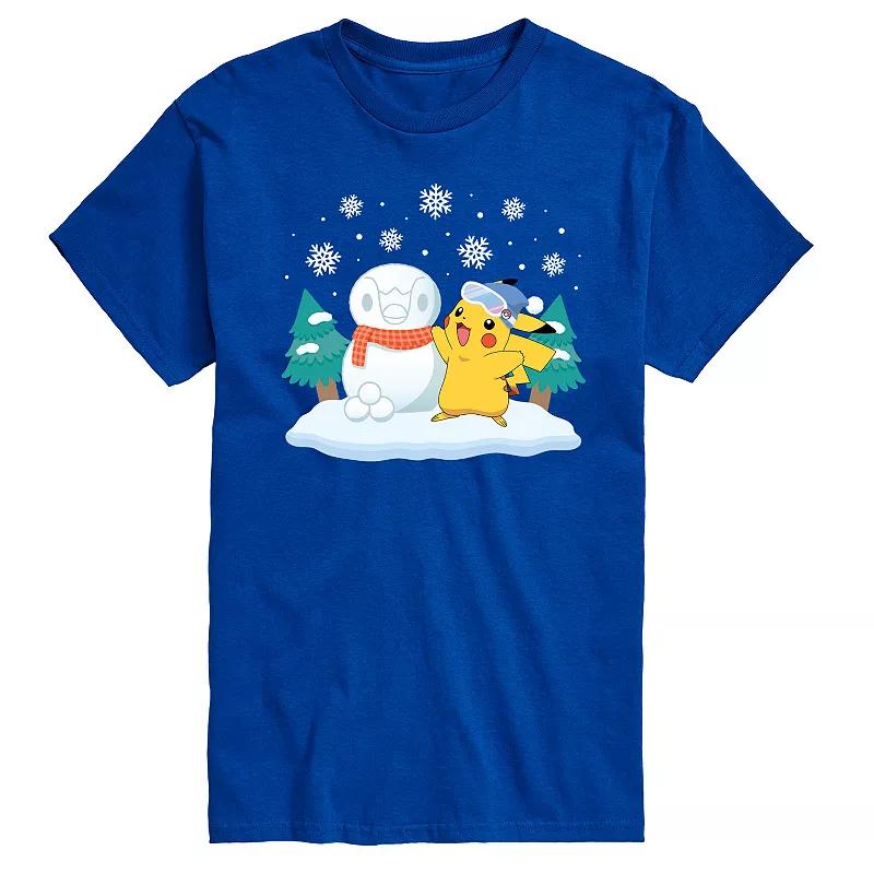 Men's Pokemon Pikachu & Piplup Snowman Graphic Tee,  Product Image