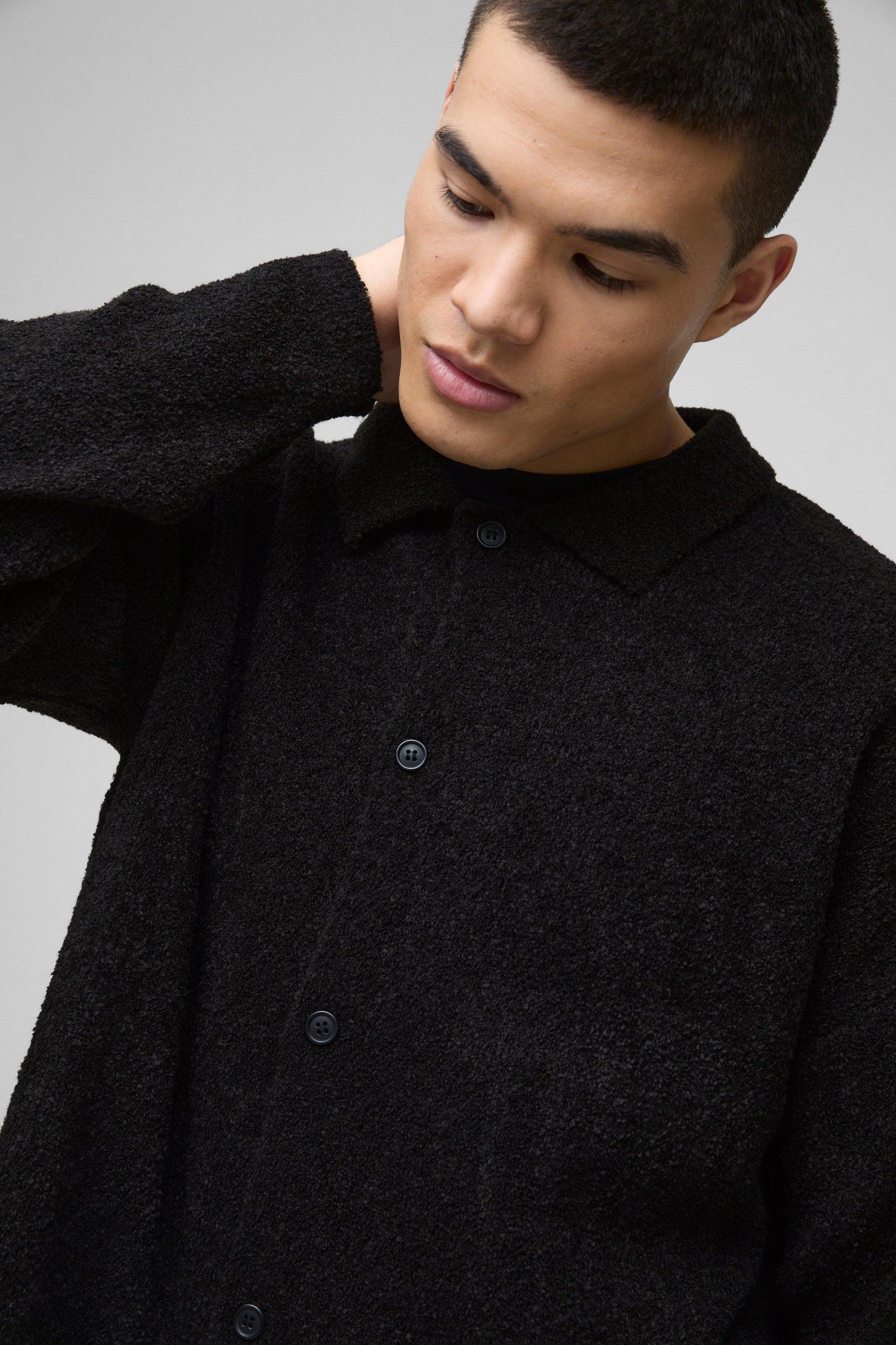 Boxy Fit Brushed Knit Shirt | boohooMAN USA Product Image