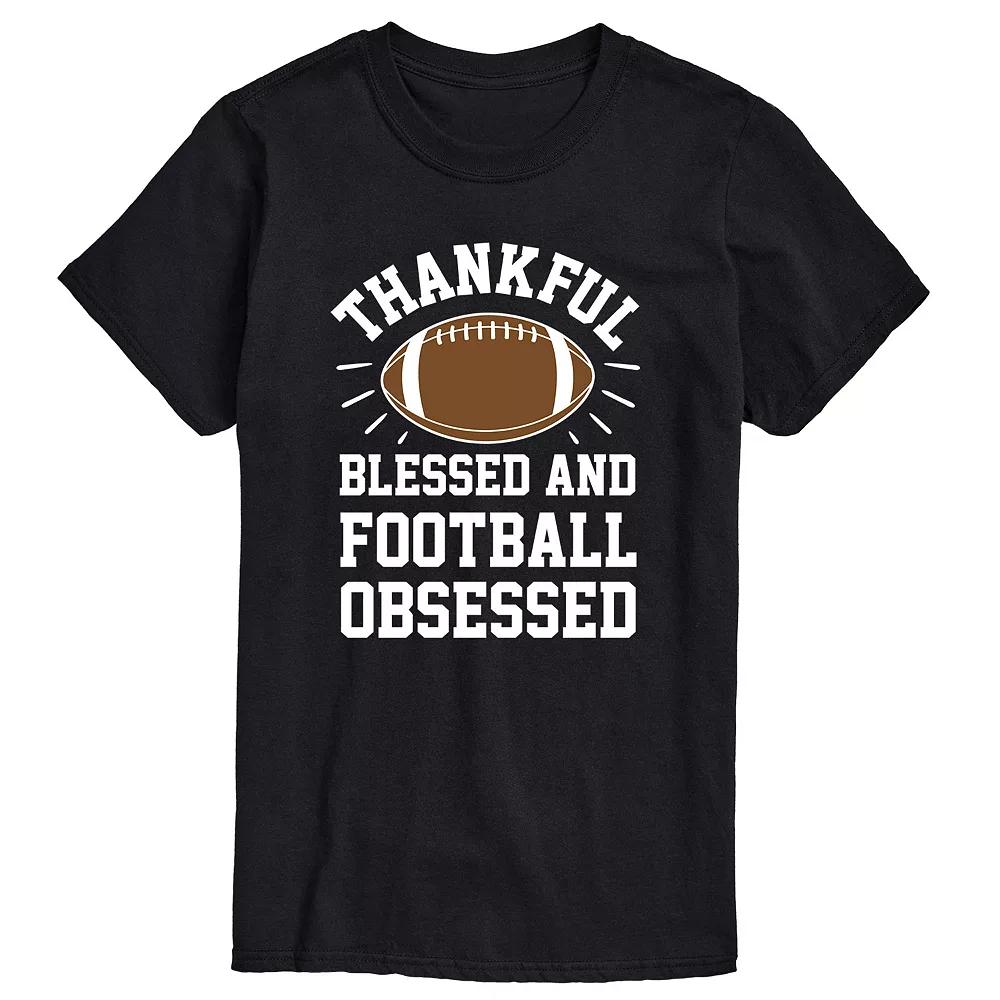 Big & Tall Thankful Blessed Football Tee, Men's,  Product Image