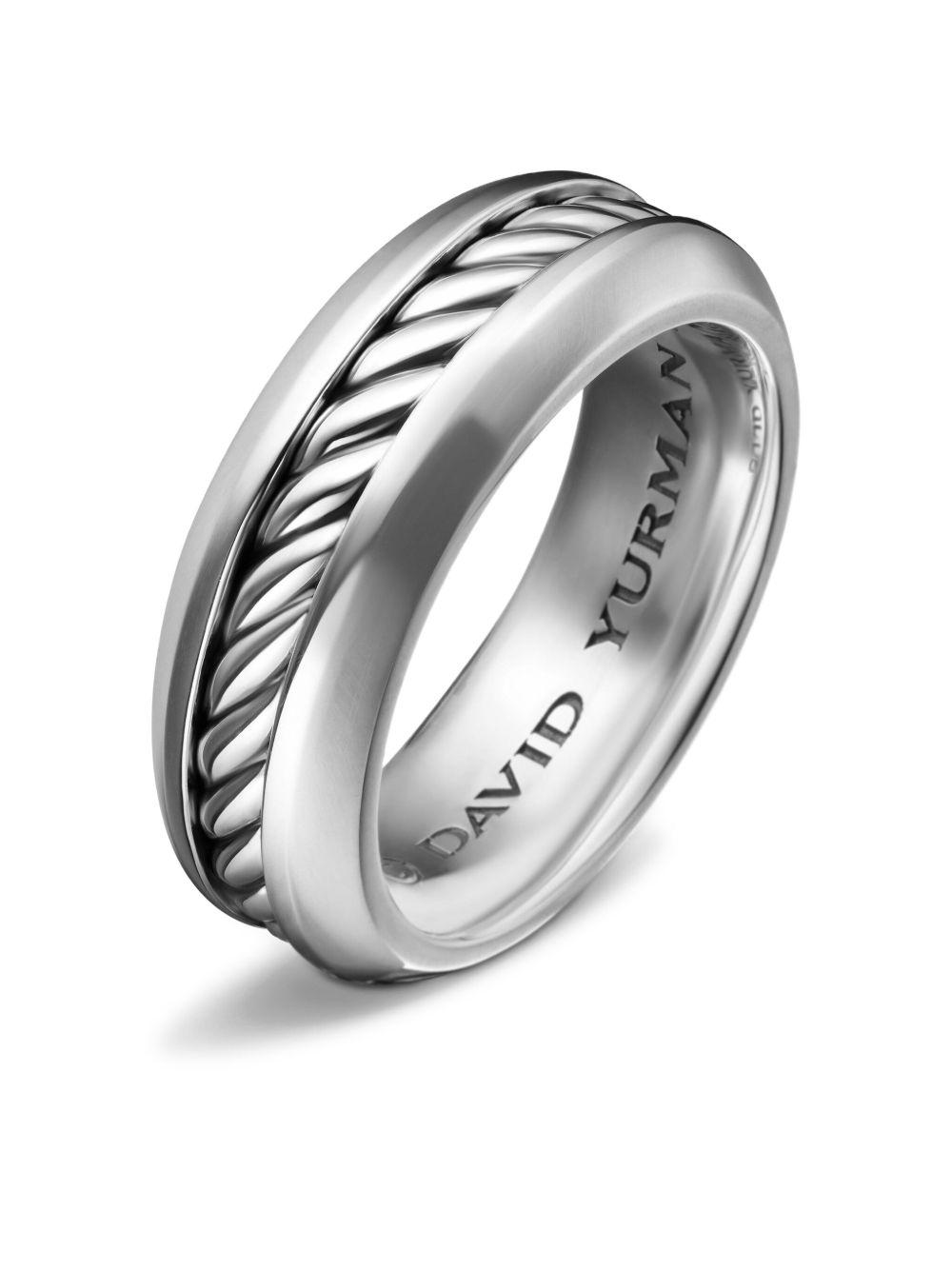 sterling silver Cable Inset band ring (8mm) Product Image