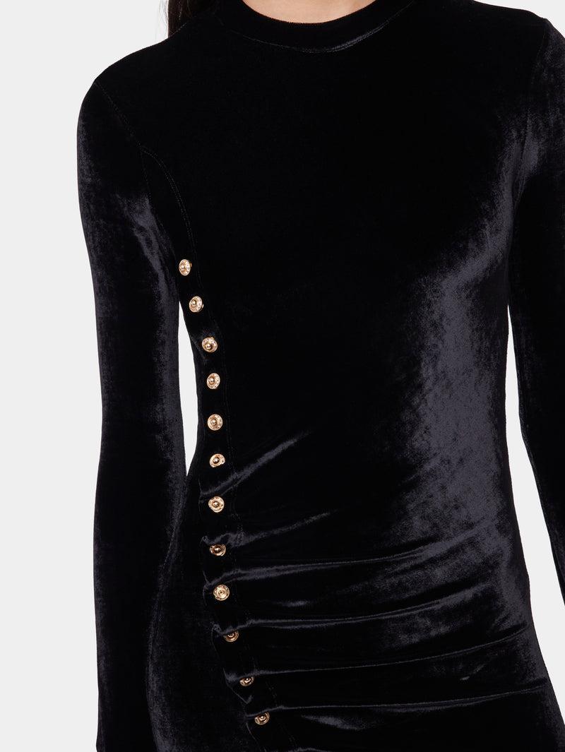 BLACK LONG DRAPED DRESS IN VELVET Product Image