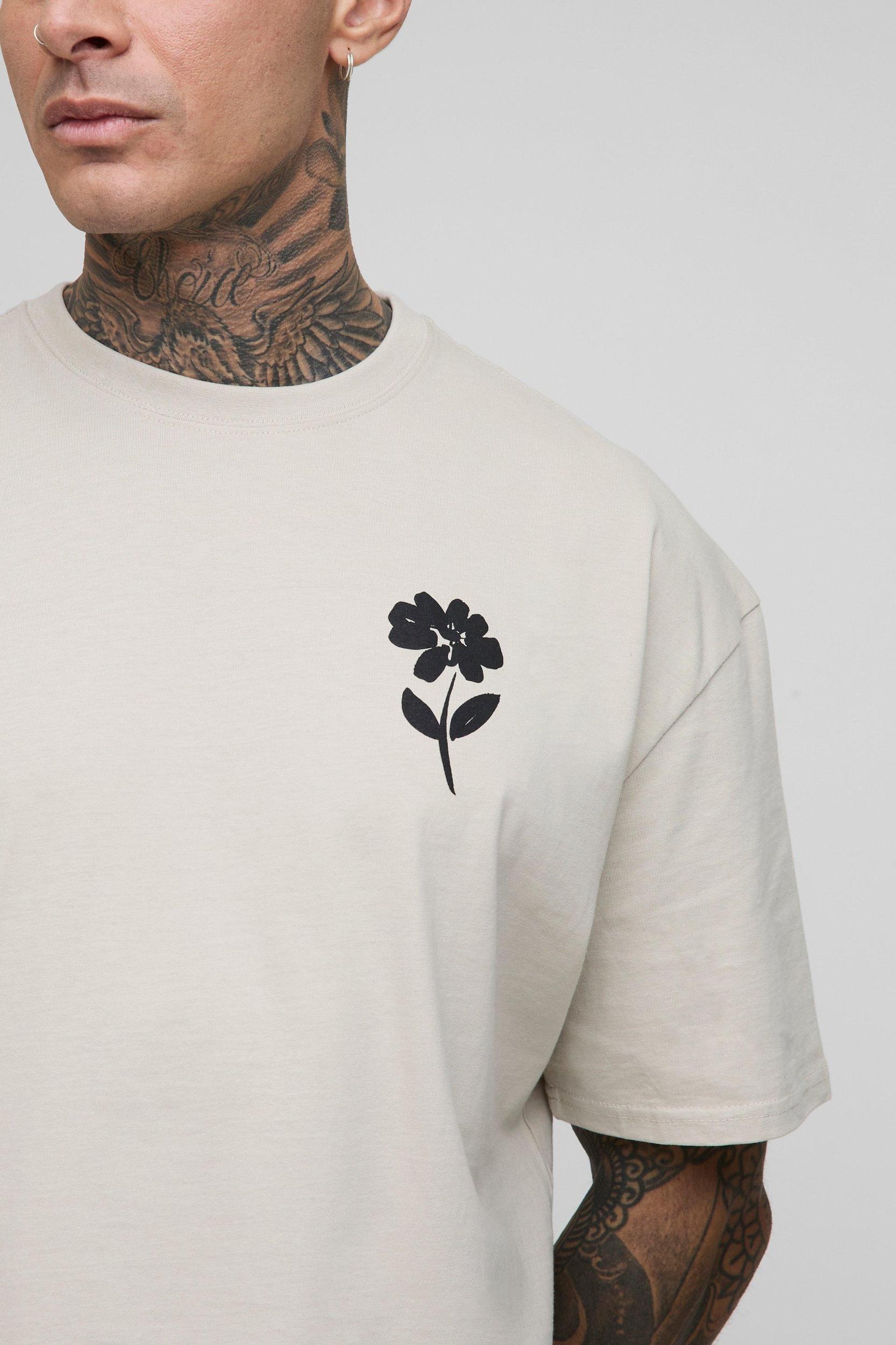 Tall Floral Graphic Oversized T-Shirt | boohooMAN USA Product Image