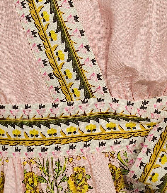 A Loves A Floral Print Surplice V-Neck Long Bubble Sleeve Wrap Above the Knee A-Line Dress Product Image