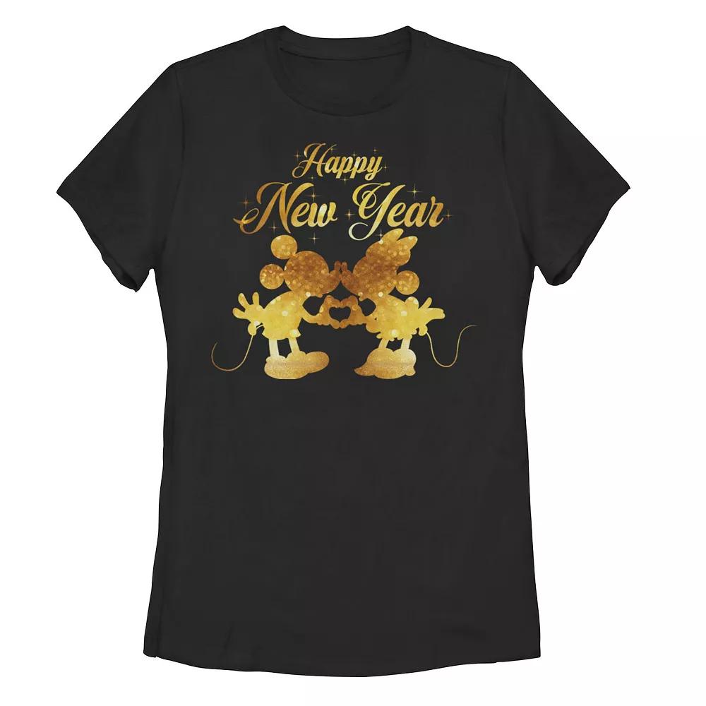 Disney's Mickey and Minnie Mouse Juniors' Kissing Happy New Year Graphic Tee, Women's,  Product Image