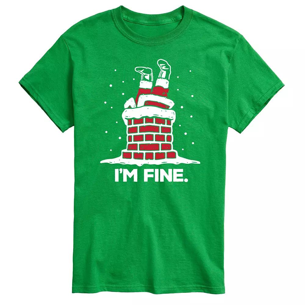 Big & Tall I'm Fine Santa Chimney Graphic Tee, Men's,  Product Image