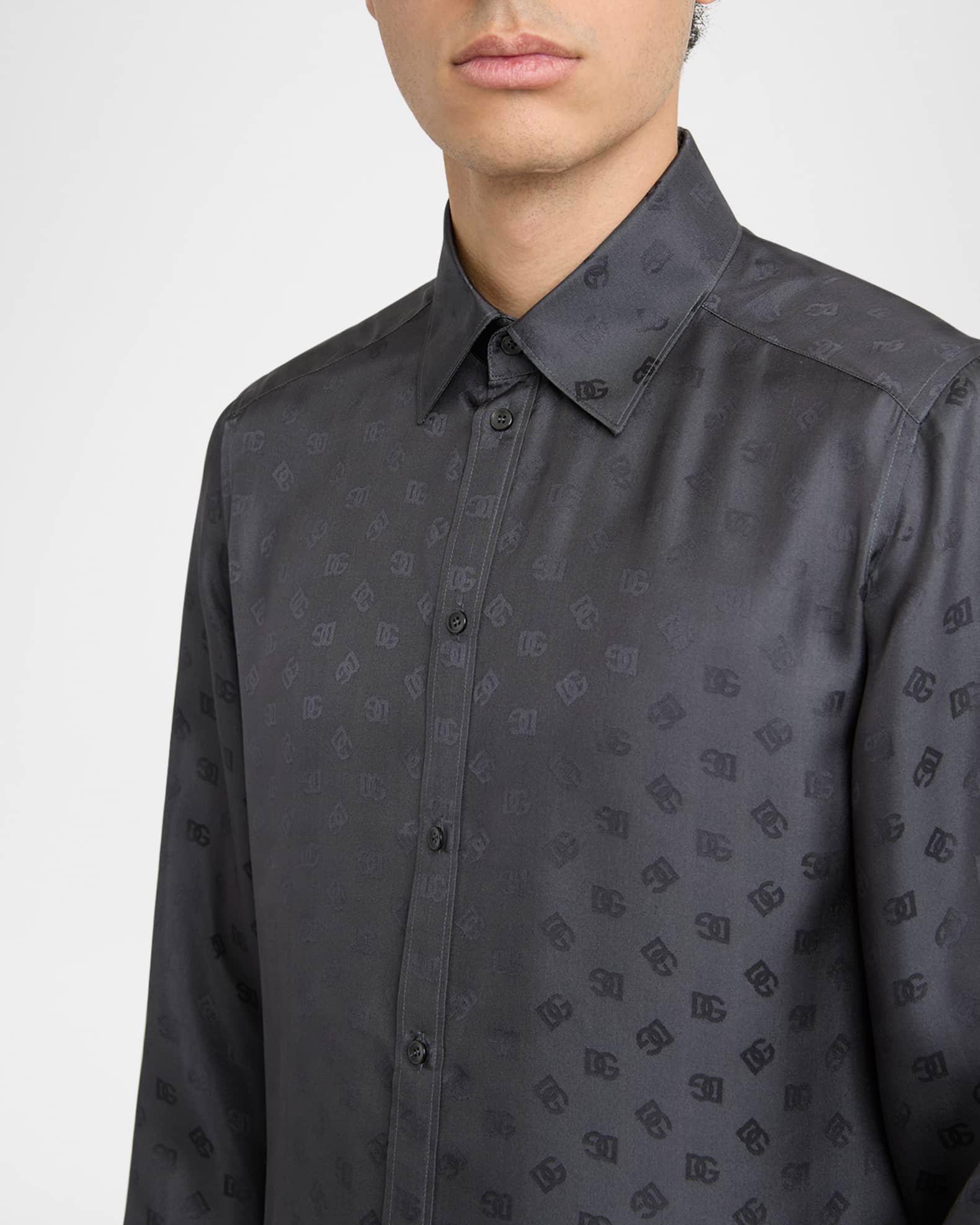 Men's Silk Jacquard Logo Martini-Fit Sport Shirt Product Image