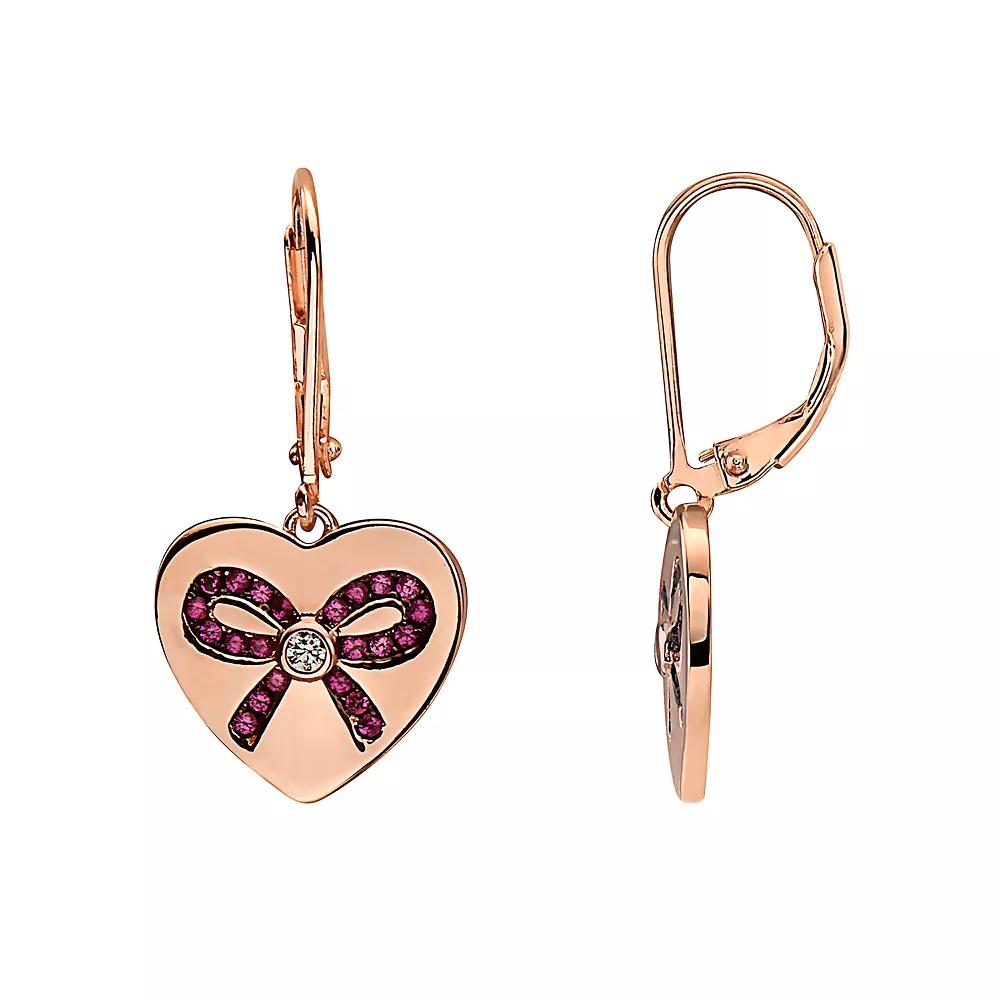 18k Rose Gold Over Sterling Silver Pink Cubic Zirconia Leverback Earrings, Women's, Pink Tone Product Image