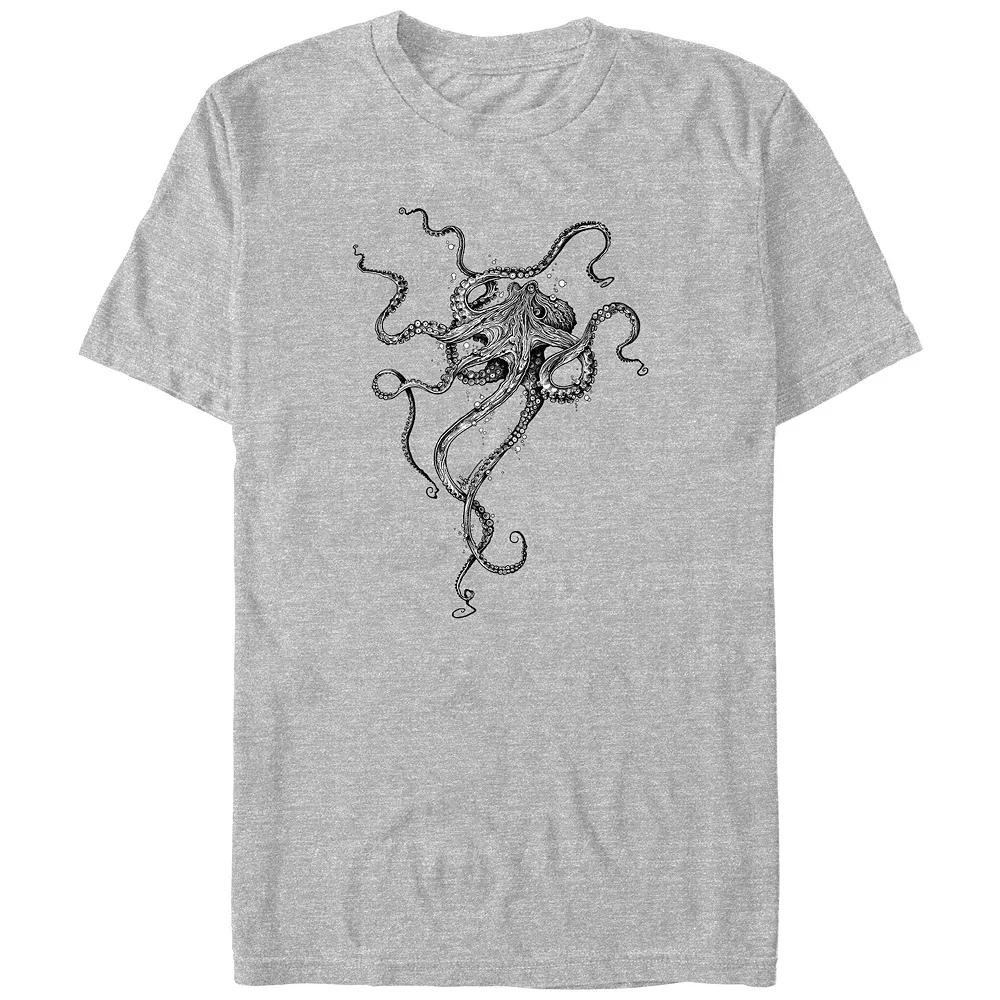 Big & Tall Octopus Draw Graphic Tee, Men's, Size: XXL Tall, Athletic Grey Product Image