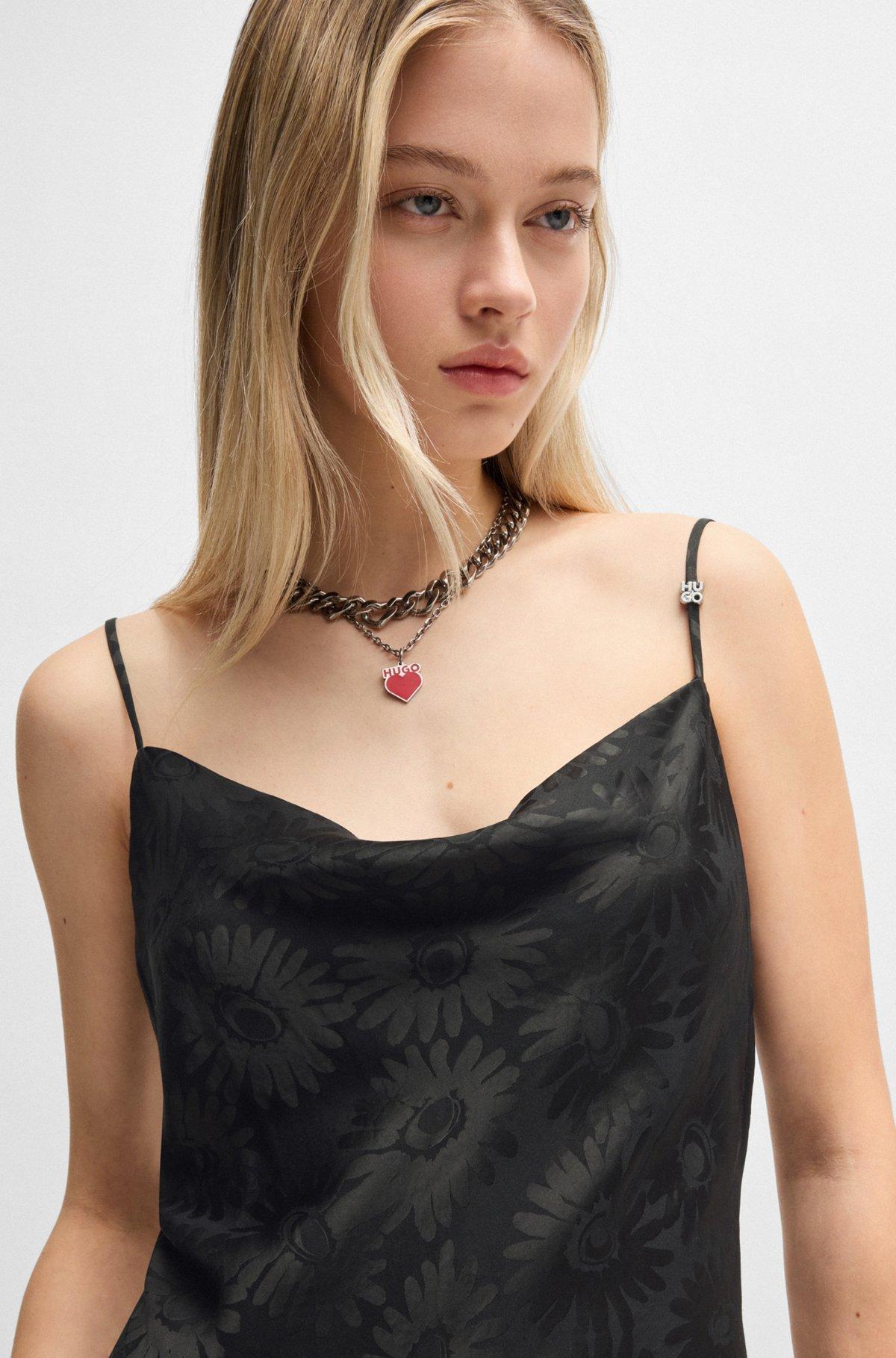 Floral-jacquard dress with asymmetric hem Product Image