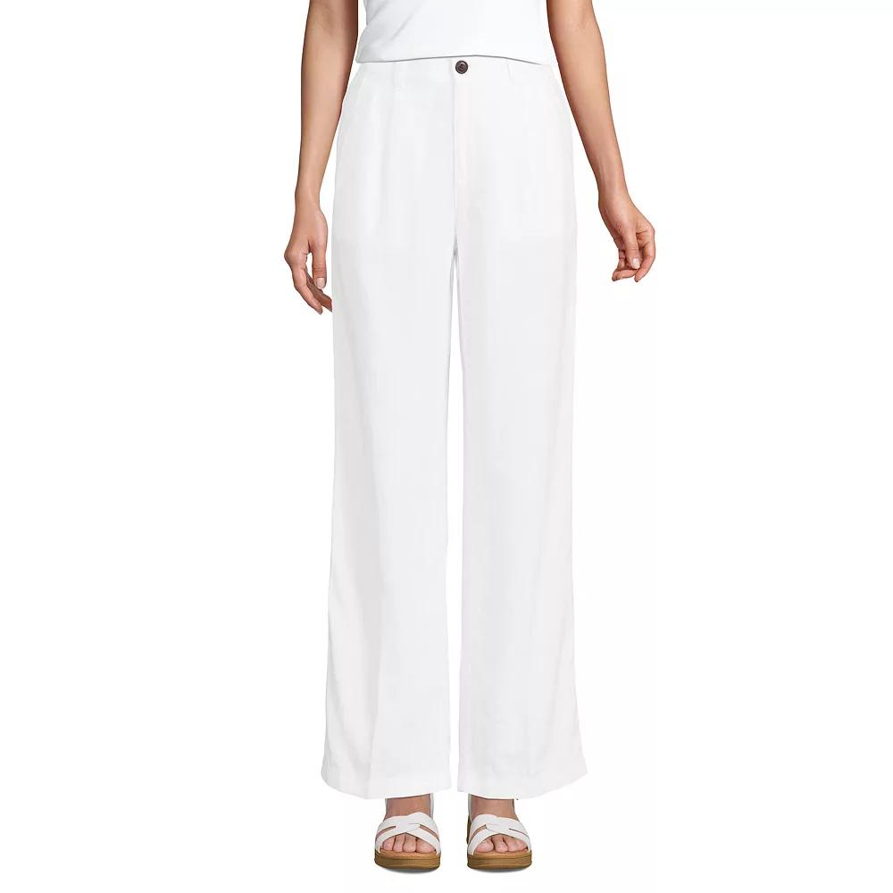 Women's Lands' End High-Rise Wide-Leg Linen Pleated Pants,  Product Image