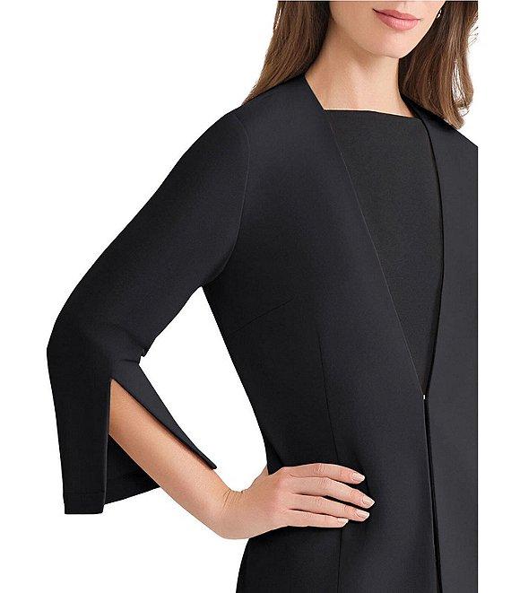 Ming Wang Stretch Deco Crepe V-Neck Split Bracelet Sleeve Tailored Jacket Product Image