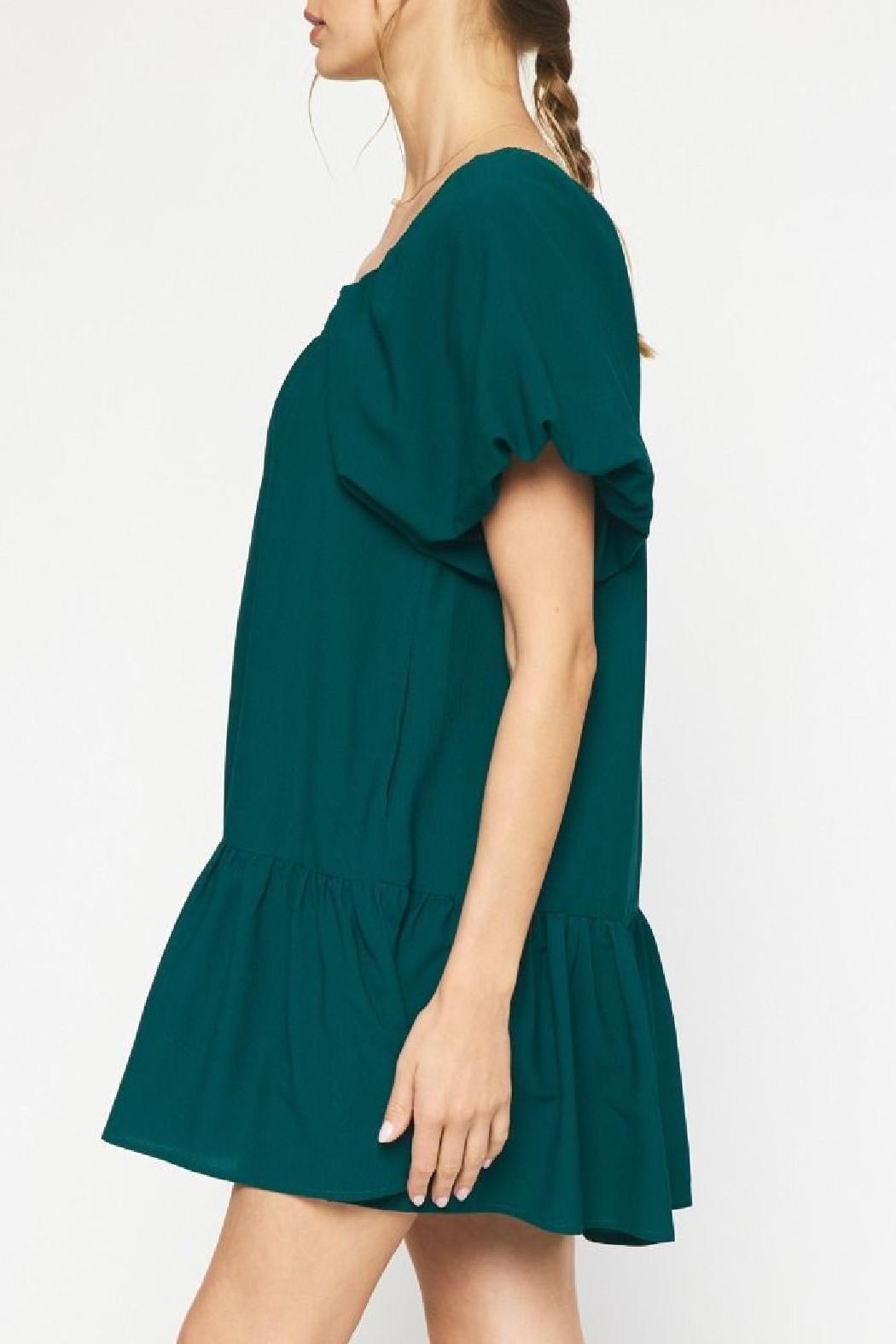 Puff Sleeve Solid Dress Product Image