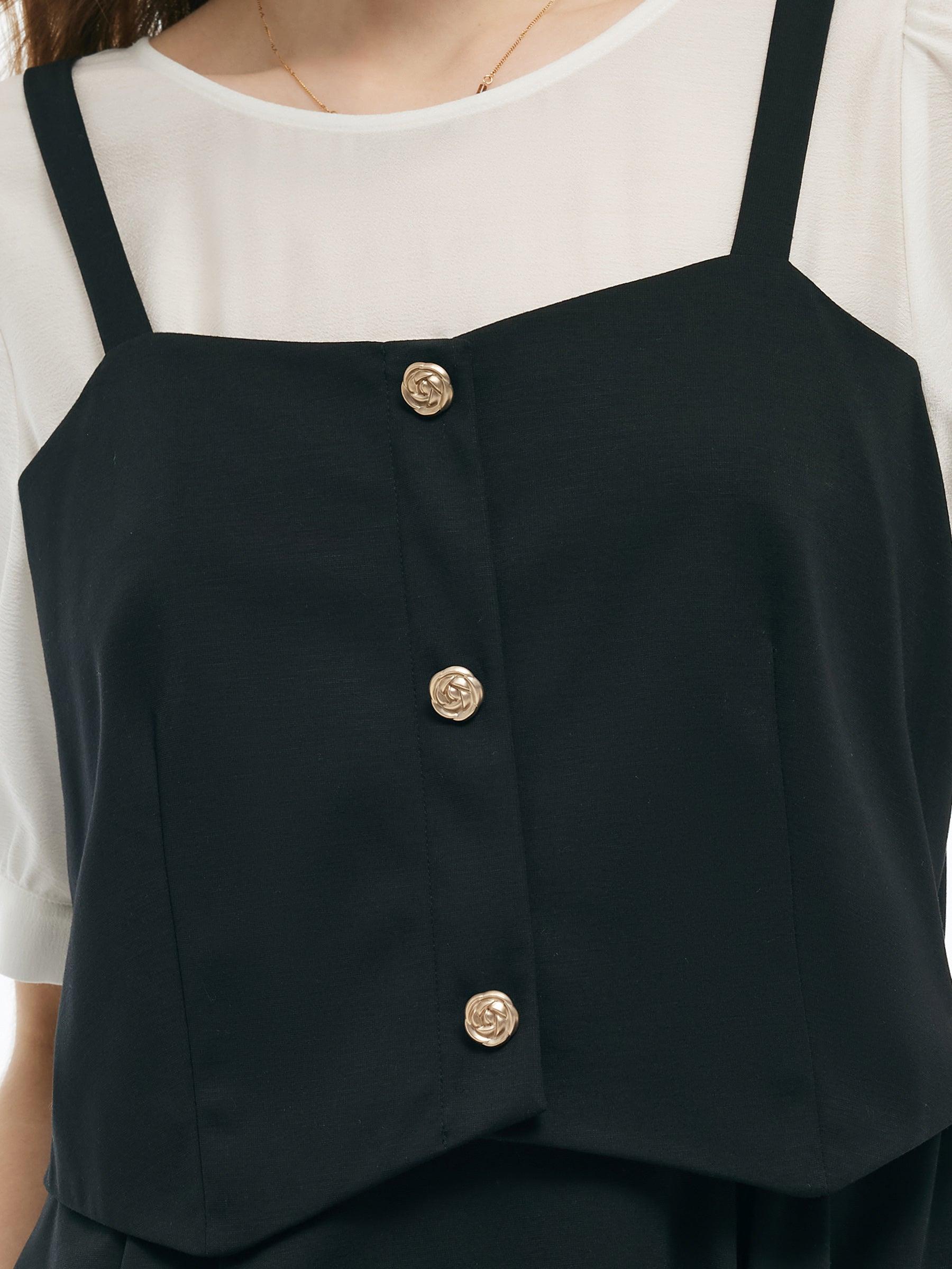 Tencel Blend Mock Layered Women A-Line Maxi Dress Product Image