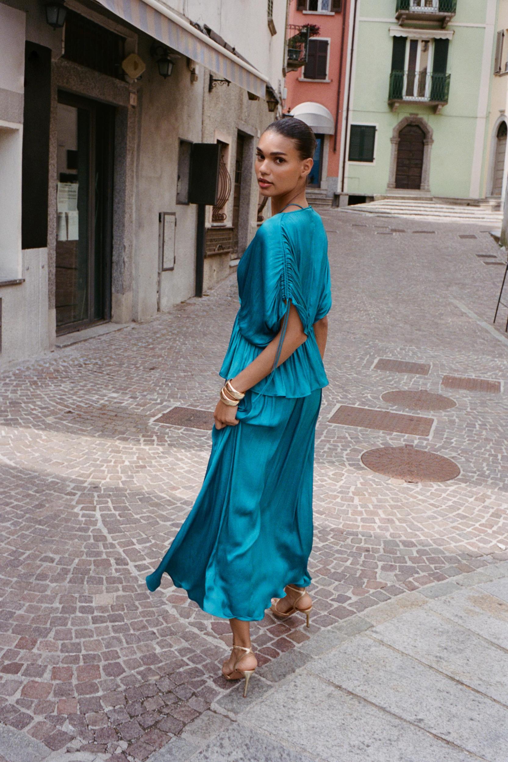 RUCHED SATIN EFFECT BLOUSE Product Image