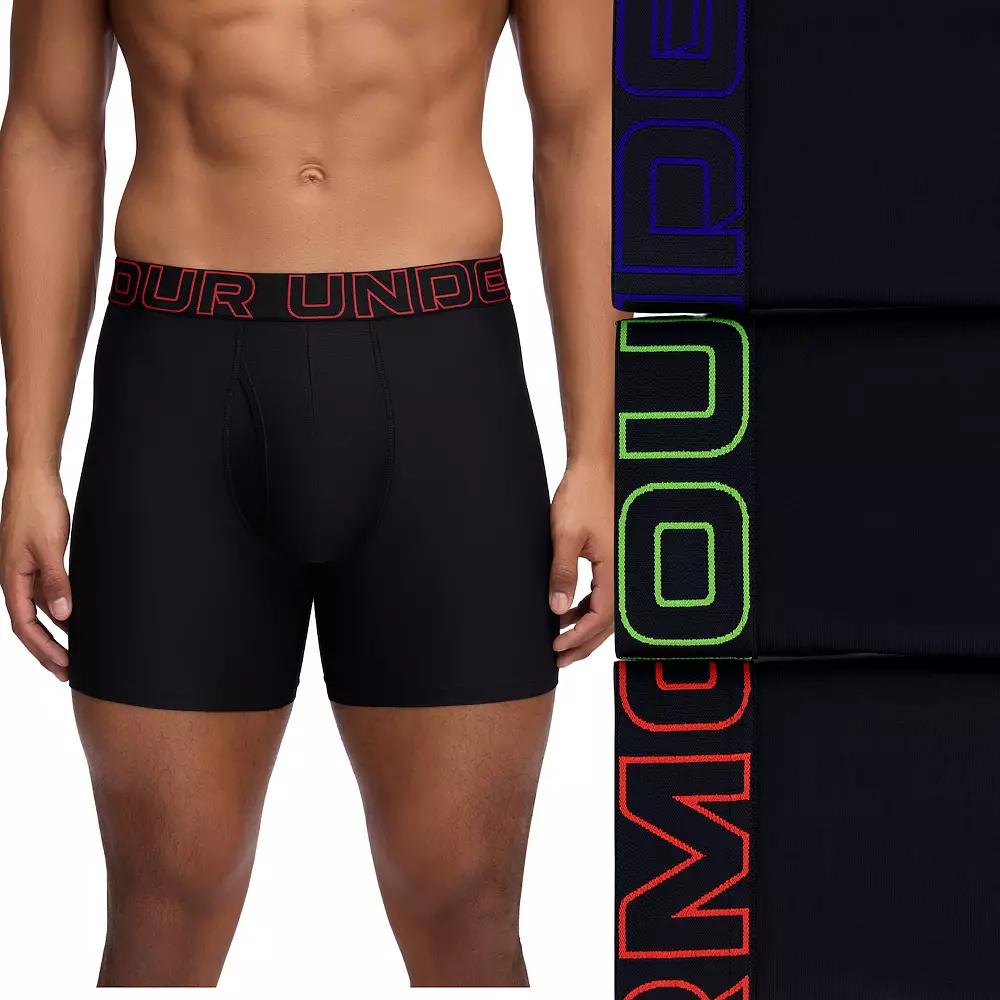 Men's Under Armour 3-pack Performance Tech 6-in. Boxer Briefs, Size: 5XL, Black Lava Product Image