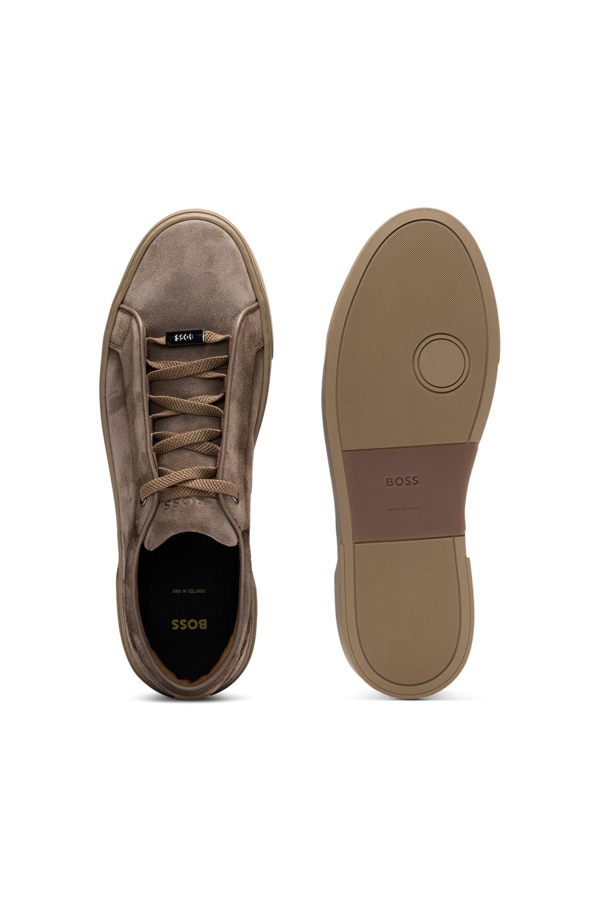 BOSS - Gary low-top trainers in suede - Khaki Product Image