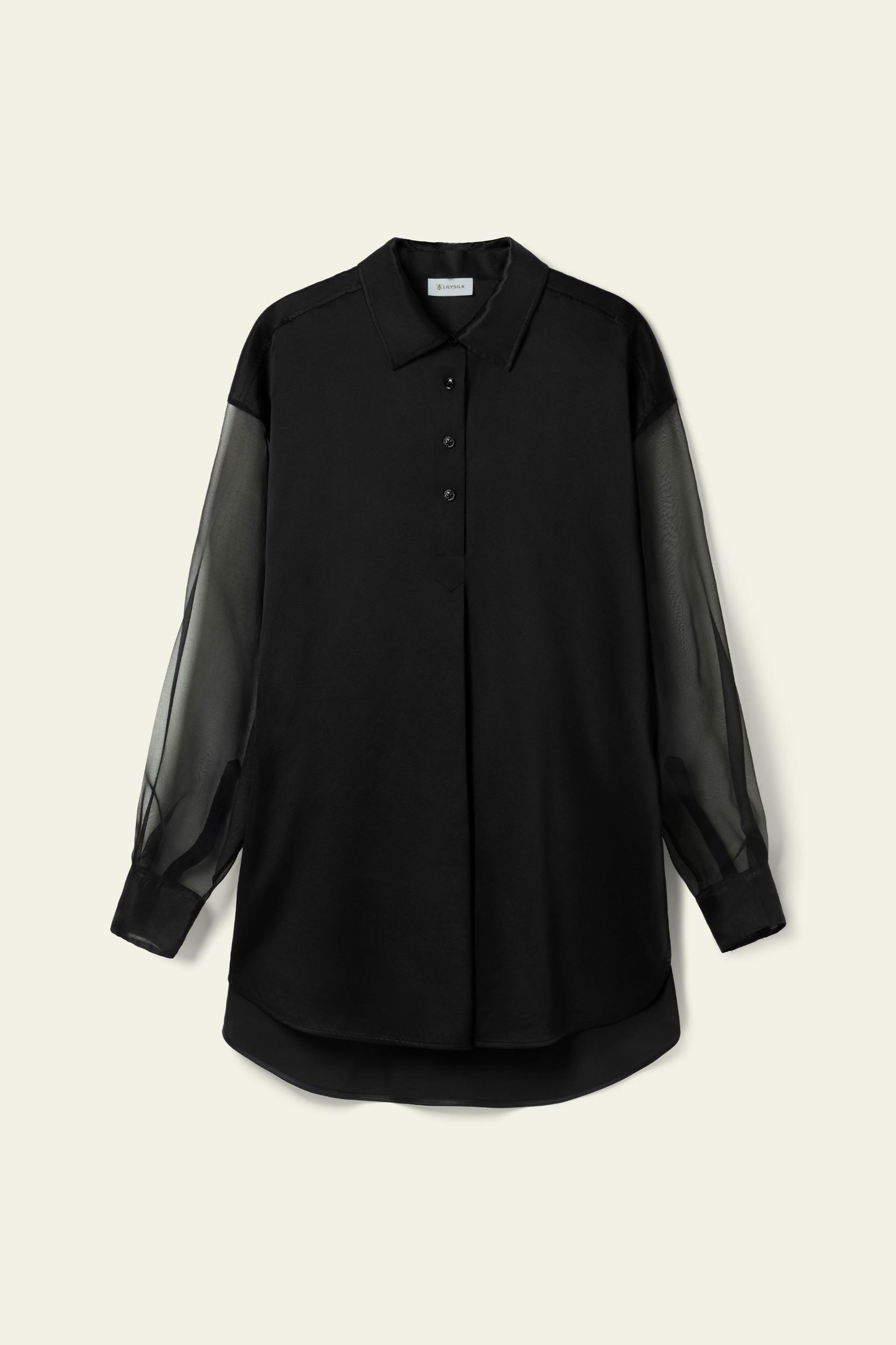 Silk Blouse with Organza Sleeves Product Image