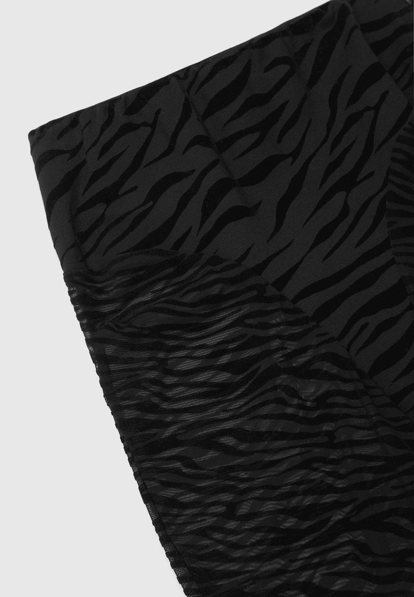 Mesh Zebra Print Leggings - Black Female Product Image