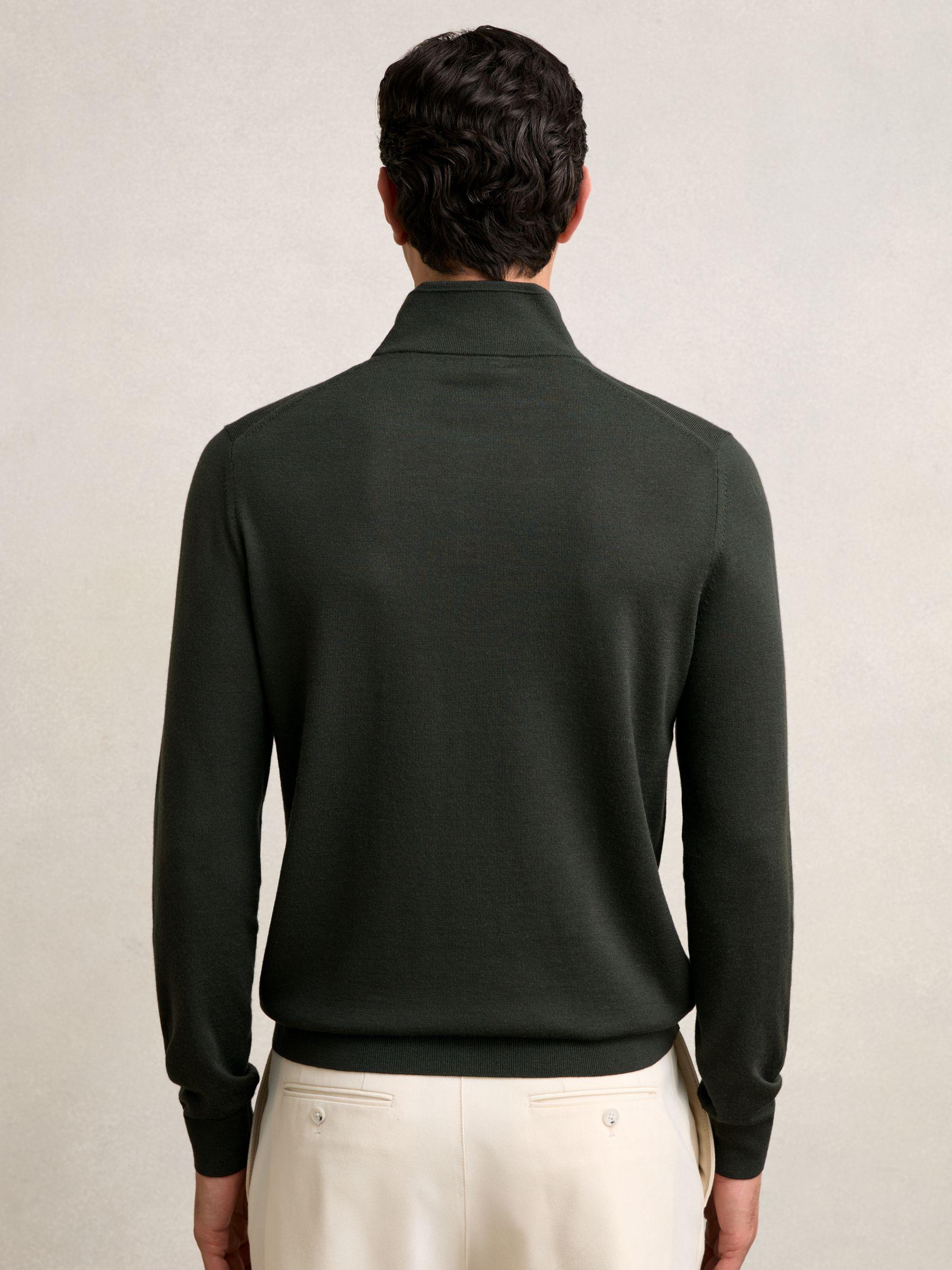 Merino Wool Half-Zip Jumper in Dark Military Green Product Image
