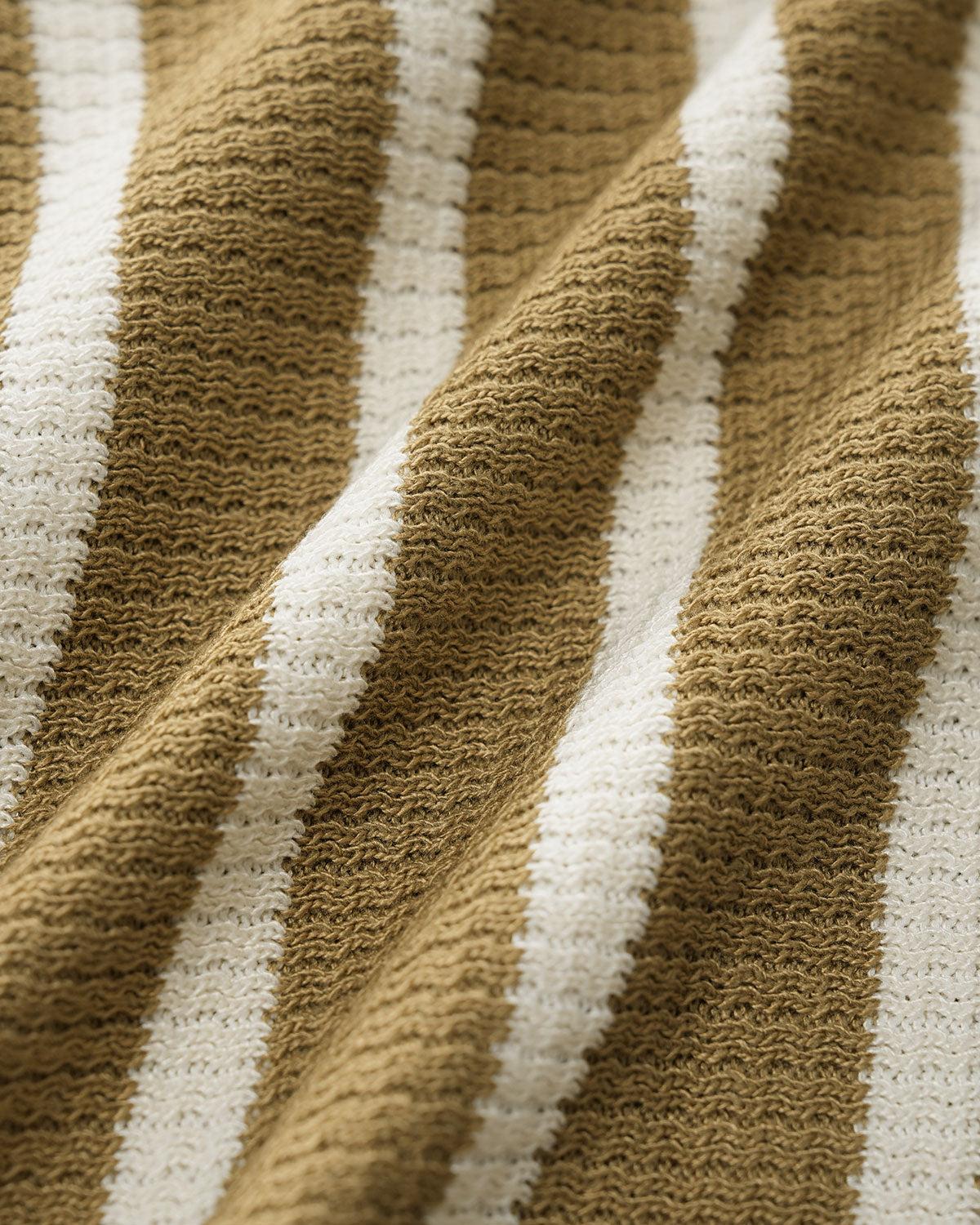 Khaki Striped Knit Tank Top Product Image