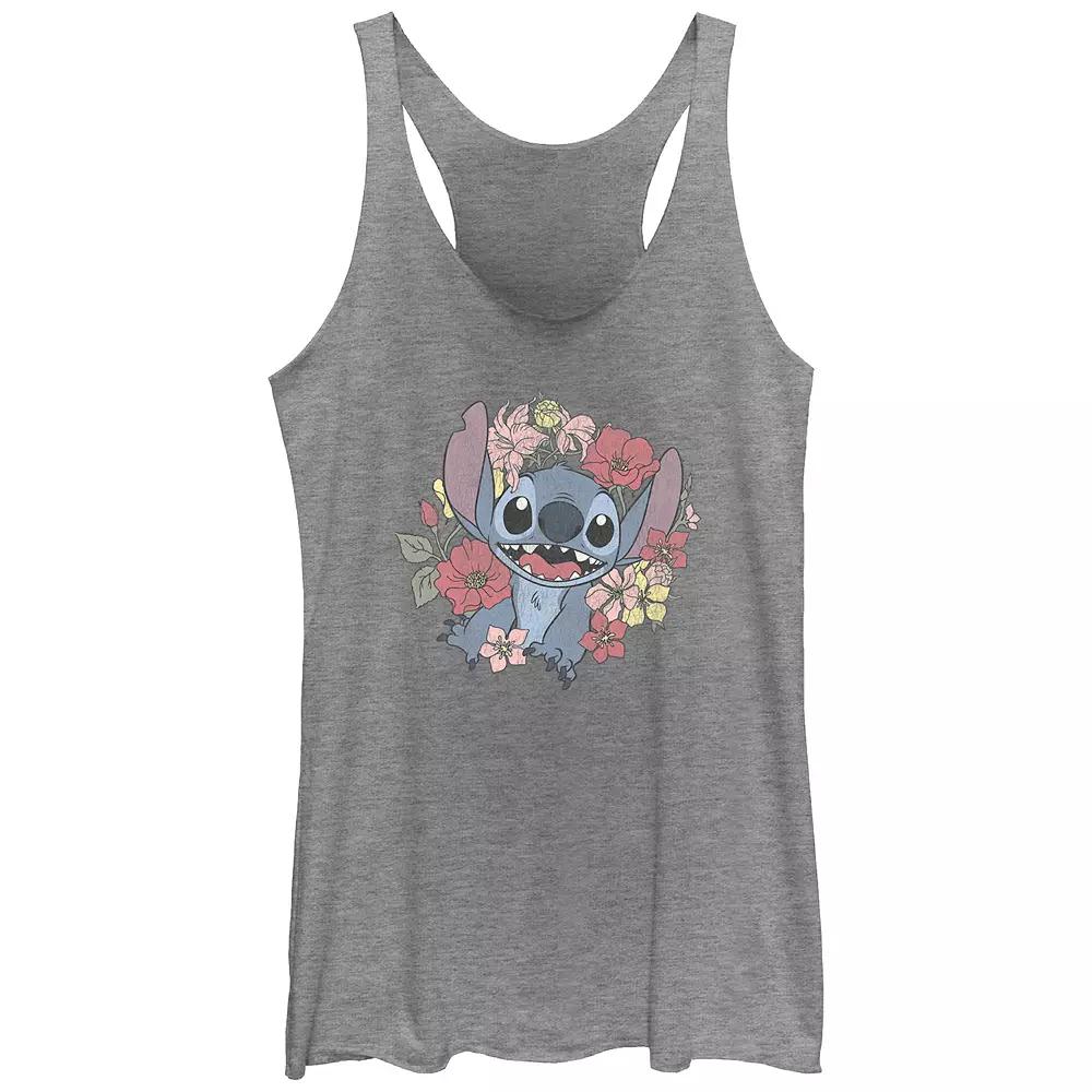 Disney's Lilo & Stitch Tropical Flower Wreath Juniors' Tri-Blend Racerback Tank Top, Girl's,  Product Image