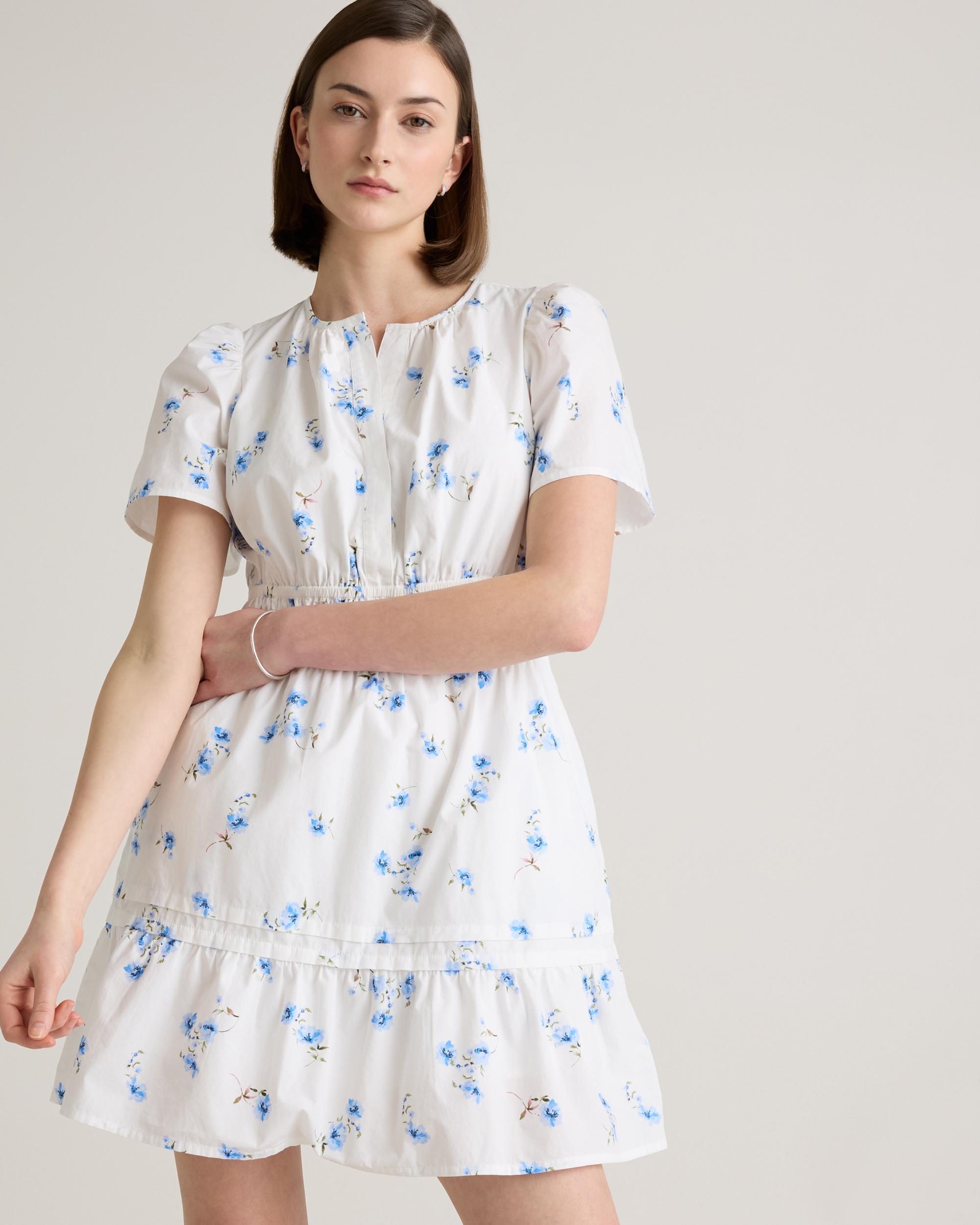 Quince | Women's Poplin Tiered Mini Dress Organic Cotton Product Image
