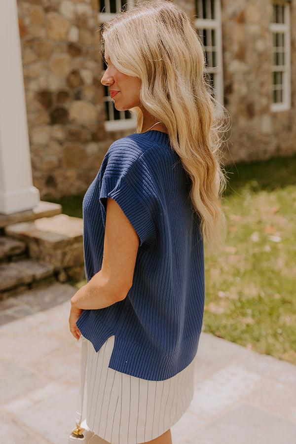 Chic Vibes Knit Vest Top in Navy Product Image