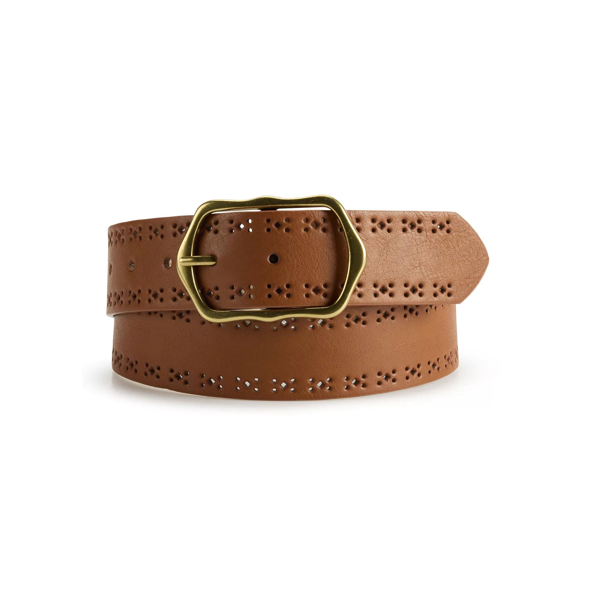 Women's Sonoma Goods For Life® Brown Perforated Accent Abstract Buckle Belt, Size: Medium Product Image