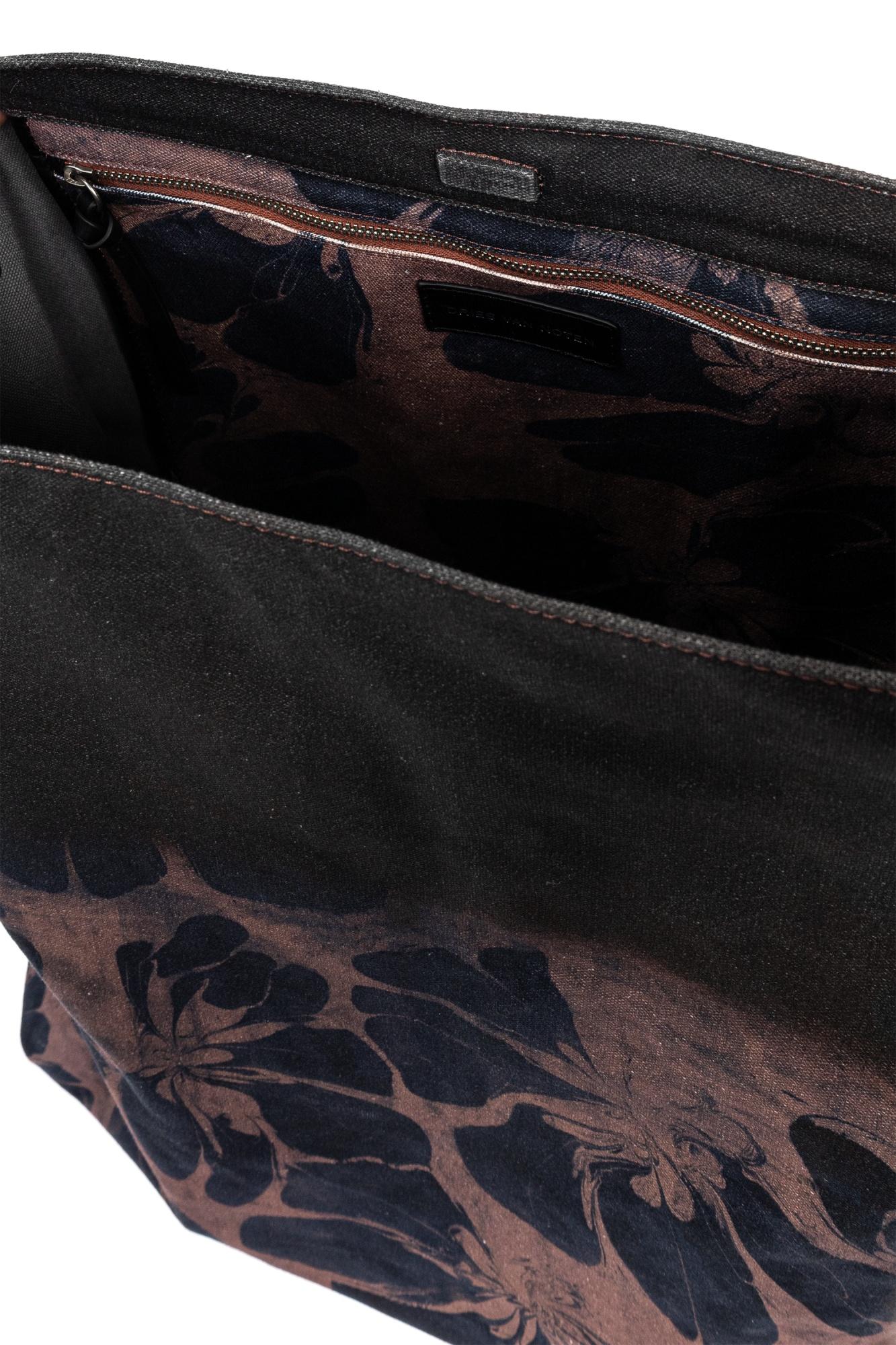 DRIES VAN NOTEN Mens Rust Floral-print Cotton Shoulder Bag Product Image