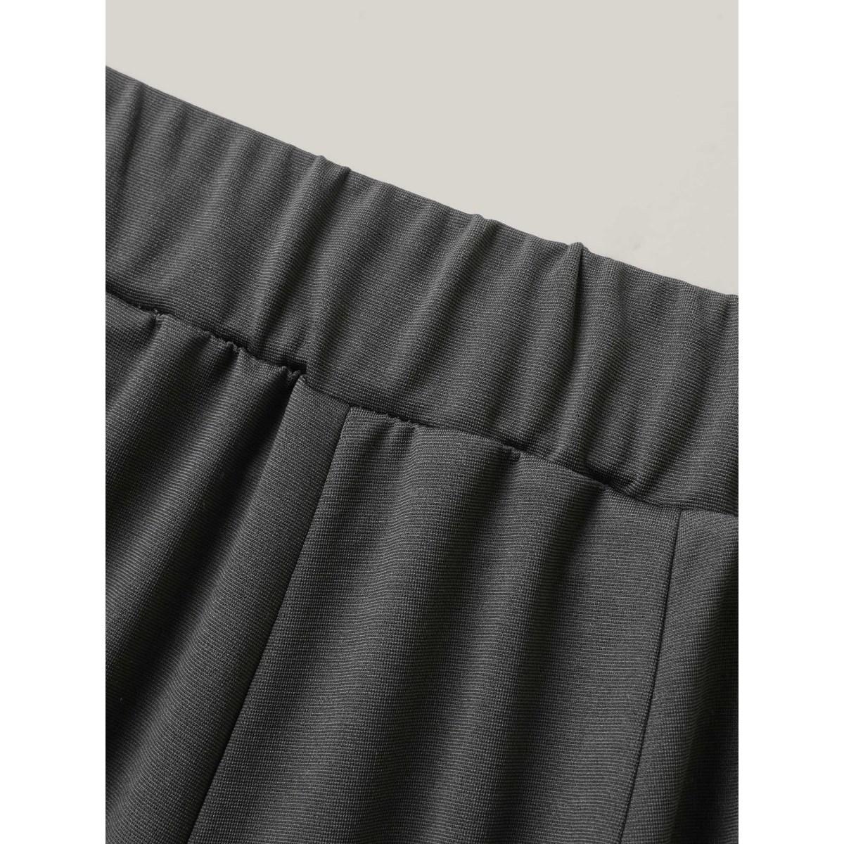 Plus Size Button No-Waist Gap Pull On Pants Women DimGray At the Office Bootcut Mid Rise Work Pants BloomChic 14-16/1X Product Image