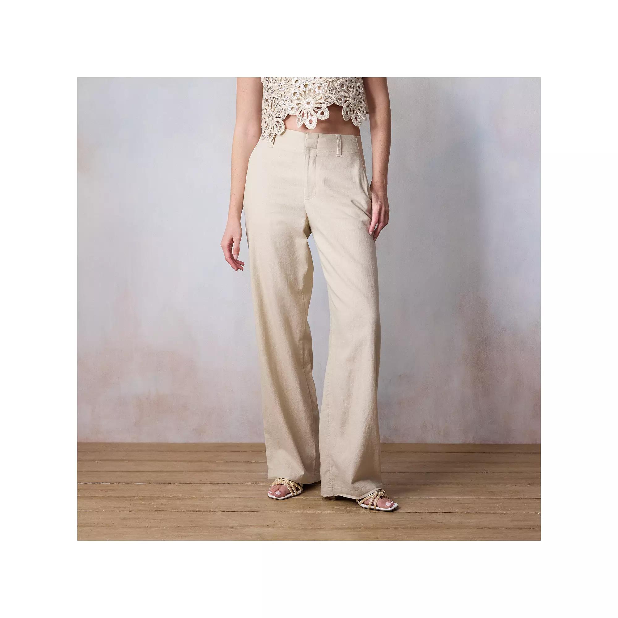 Petite LC Lauren Conrad Drapey Elastic Back Trouser Pants, Women's, Size: 14 Petite, Academy Green Product Image