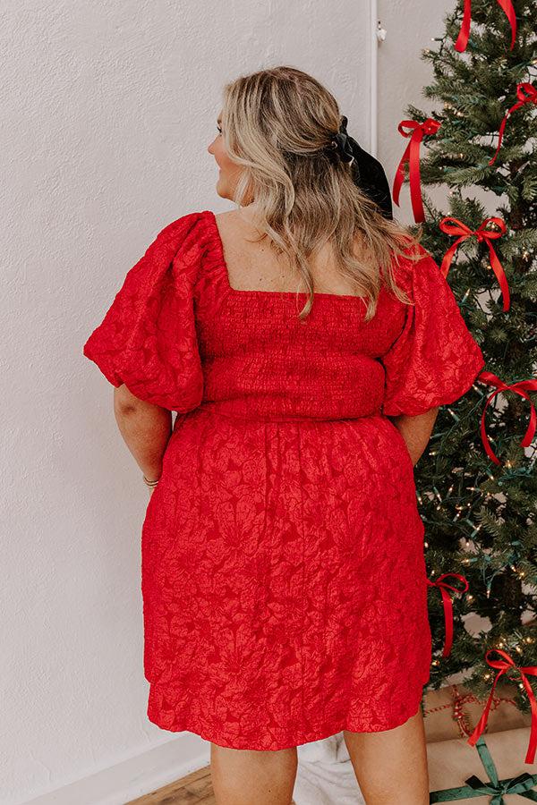 Holiday Happiness Jacquard Mini Dress in Red Curves Product Image