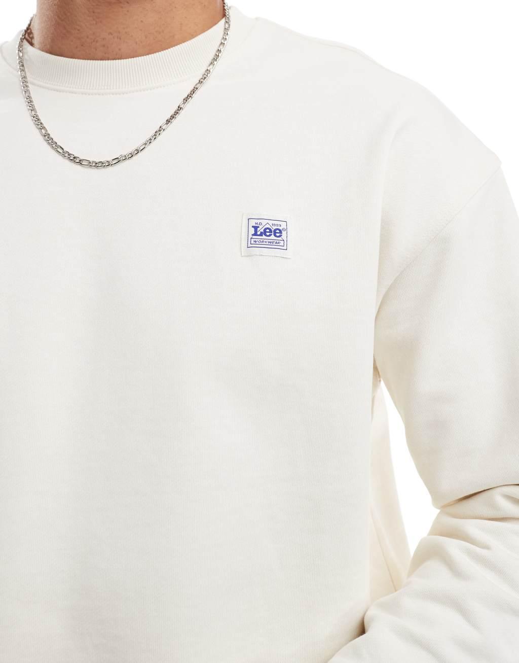 Lee workwear relaxed fit sweatshirt in off white Product Image