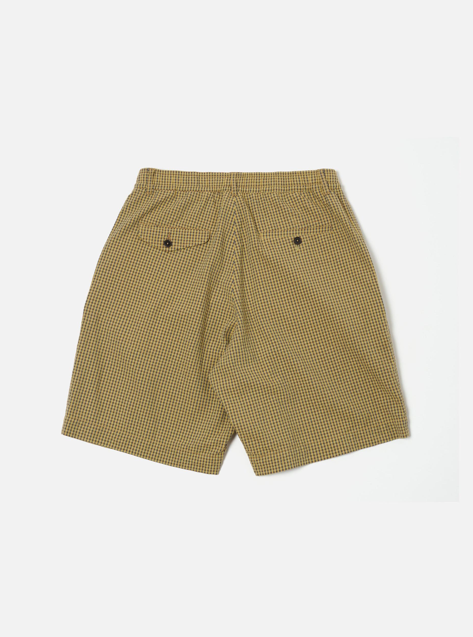 Universal Works Pleated Track Short in Yellow Japanese Seersucker Product Image