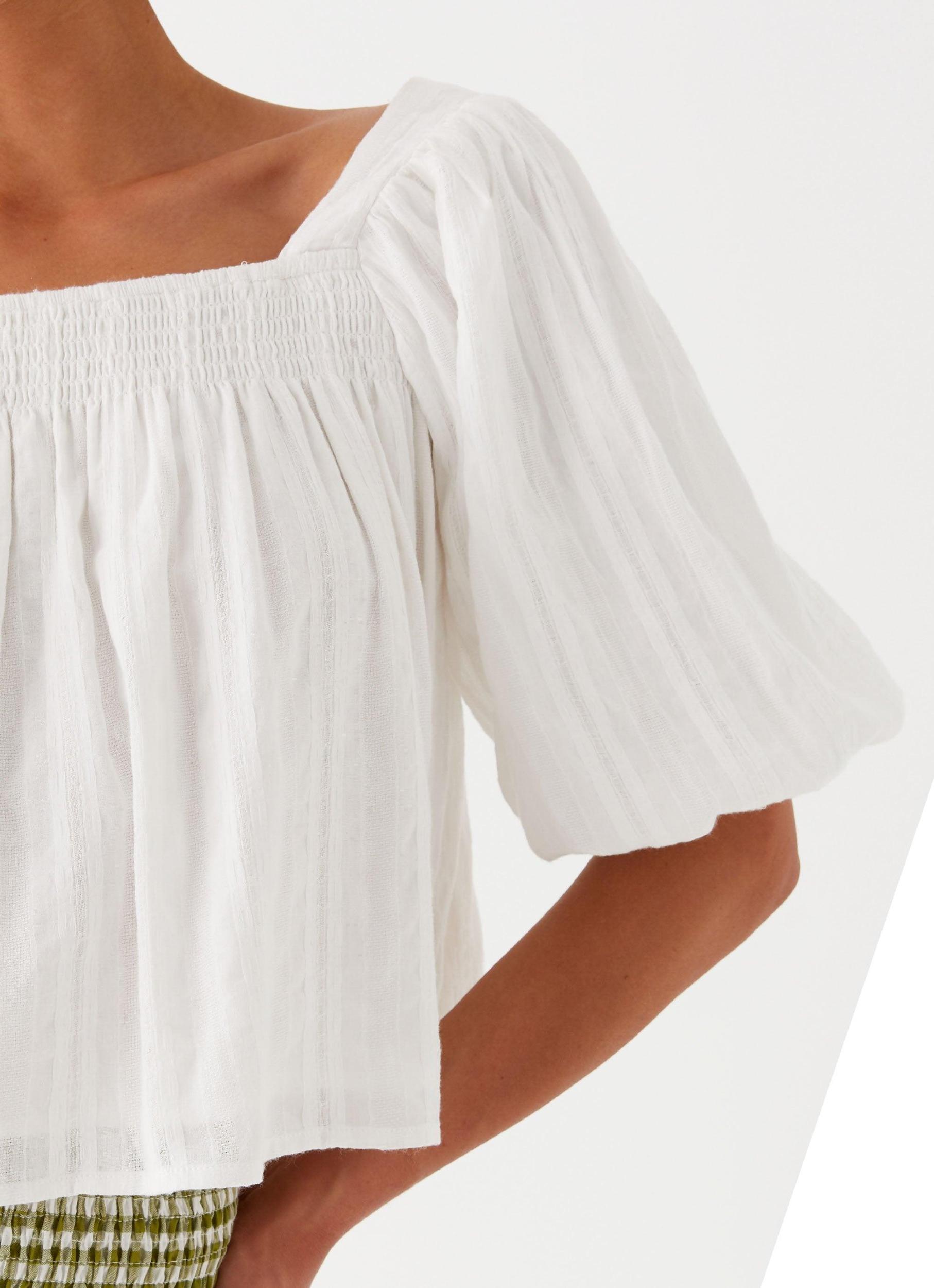 Tanika Puff Sleeve Top - White Product Image