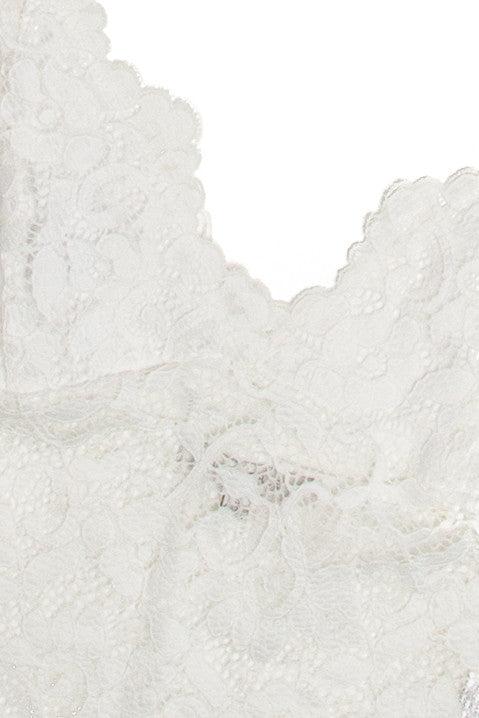 White Lace Lined Crop Cami Product Image