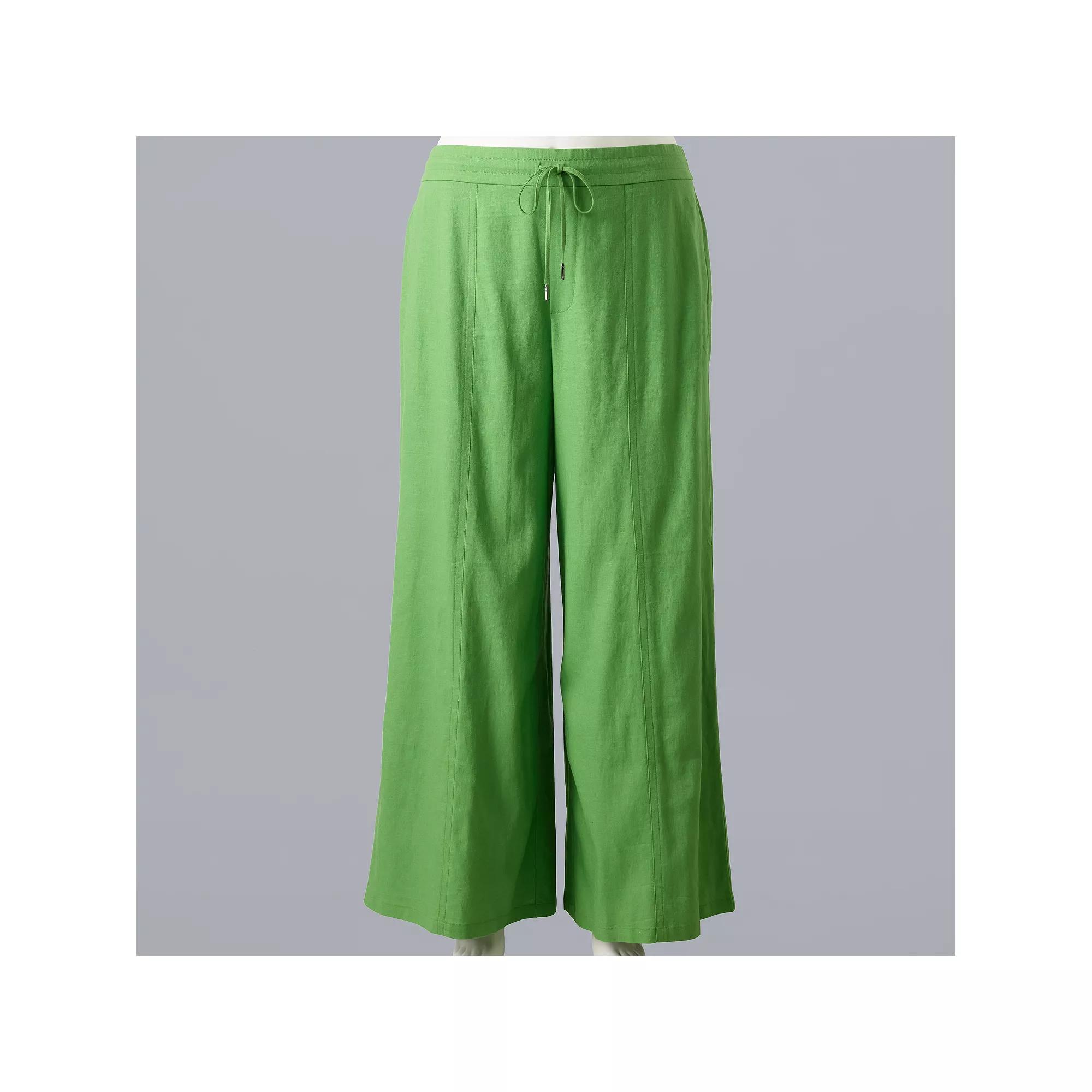 Plus Size Simply Vera Vera Wang Wide Leg Linen Pants, Women's, Size: 3XL, Autumn Fern Product Image
