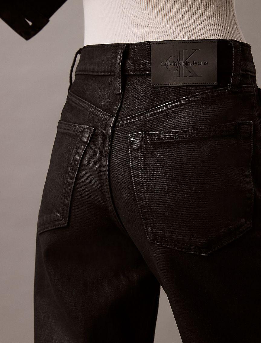Coated High Rise Straight Fit Jeans Product Image