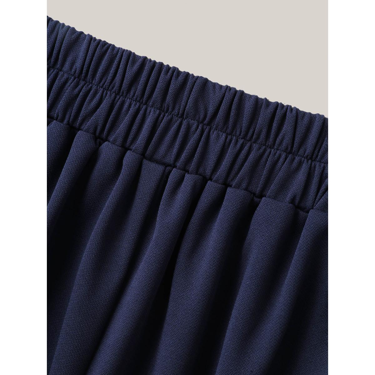 Plus Size Button Detail Wide-Leg Pull-On Pants Women Indigo Elegant Wide Leg Mid Rise Everyday-Elegant Pants BloomChic 14-16/1X Product Image