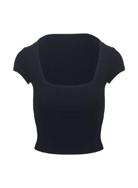 Baseline Square Neck Rib Top Black Product Image